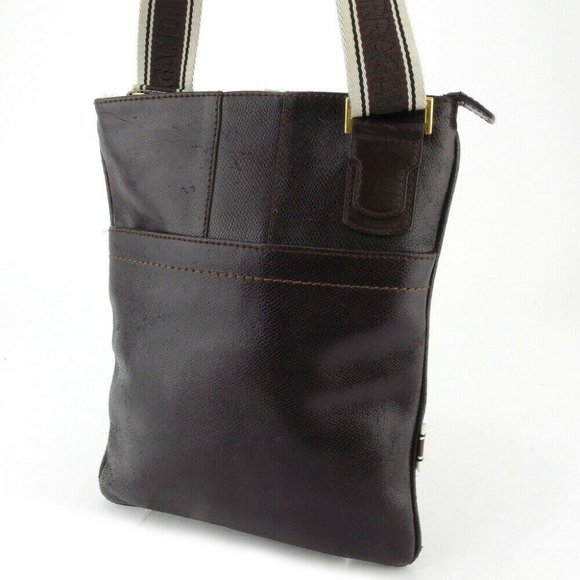 Salvatore Ferragamo Shoulder Bag Canvas ~ Leather Authentic Used - Picture 1 of 8